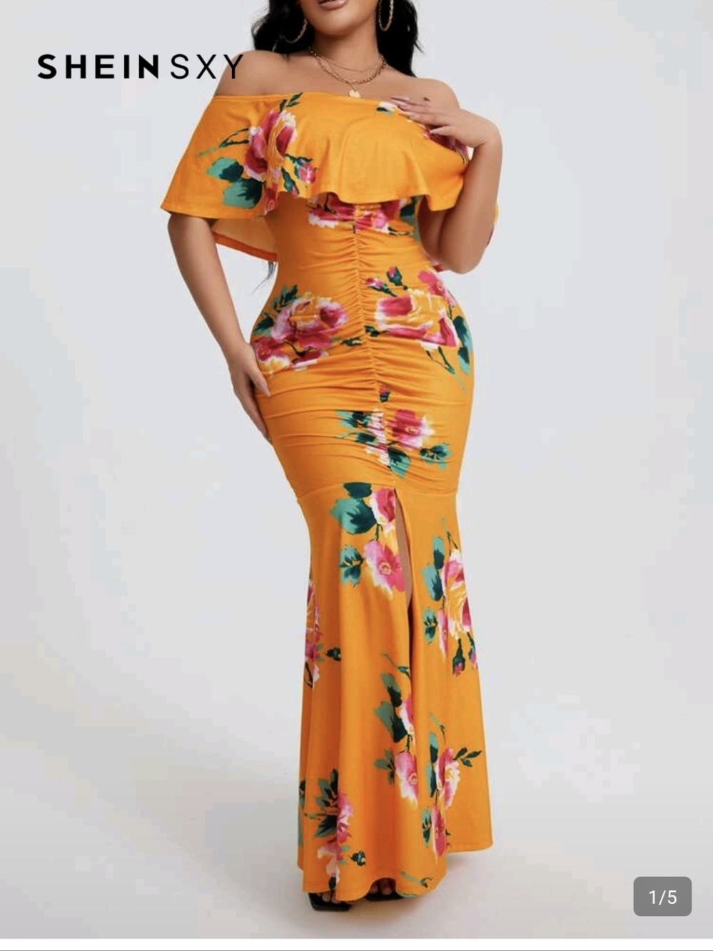 Yellow Floral Maxi Dress XL